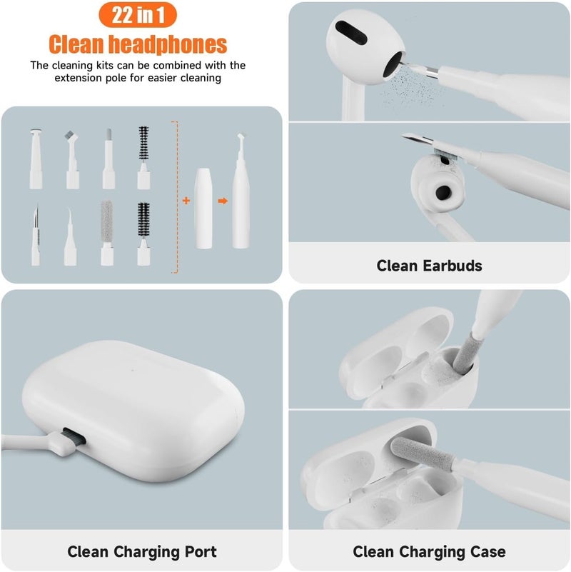 Electight Laptop Cleaning Kit Keyboard Cleaner Brush, 22-in-1 Multi-Function Laptop Cleaner Tool for MacBook, Phone, Headphone, Earbuds, Camera Lens and Other Electronic Device, All-in-one with Upgrade - Image 4